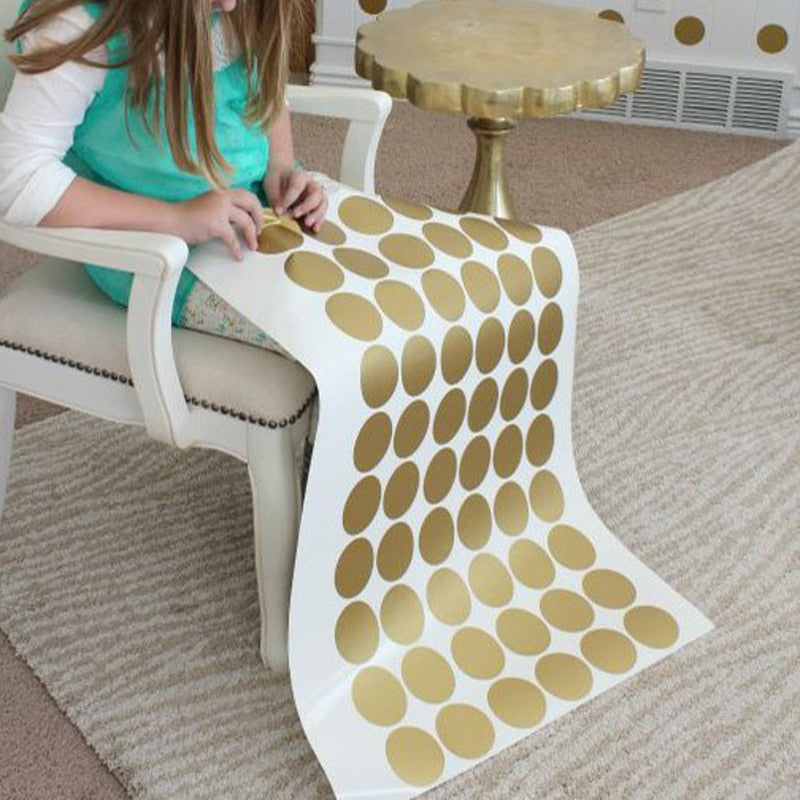 Gold polka Dots Wall Sticker Wall Art Decals Removable Kids Children Room home decoration Golden DIY Dot Stickers Home Decor