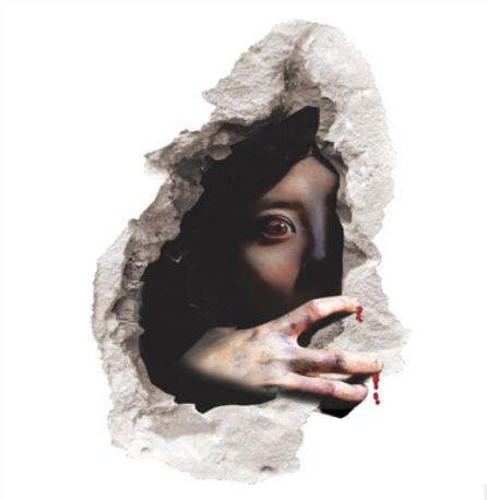 Halloween Decoration 3d View Scary Bloody Broken Ghost Sticker Halloween