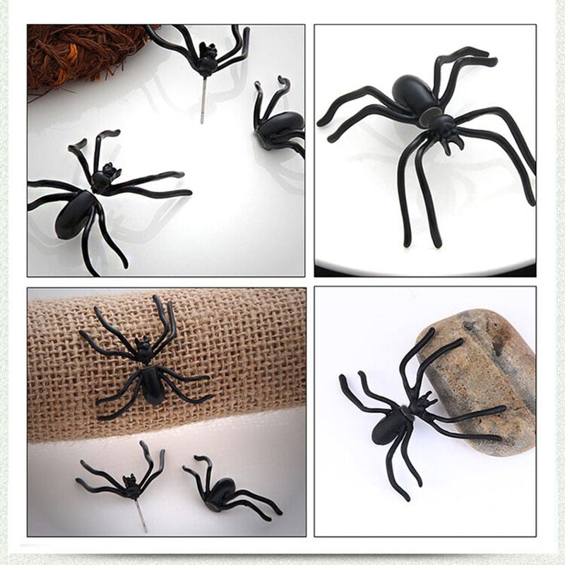 Halloween Decoration 1Piece 3D Creepy Black Spider Ear Stud Earrings for Haloween Party DIY Decoration Home Decor