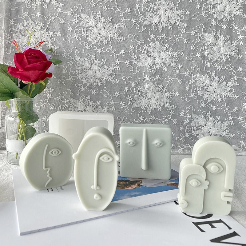 DIY Modern Creative Ceramic Human Face Expression Manual Candle Silicone Mold Aromatherapy Gypsum Decoration Resin Mold
