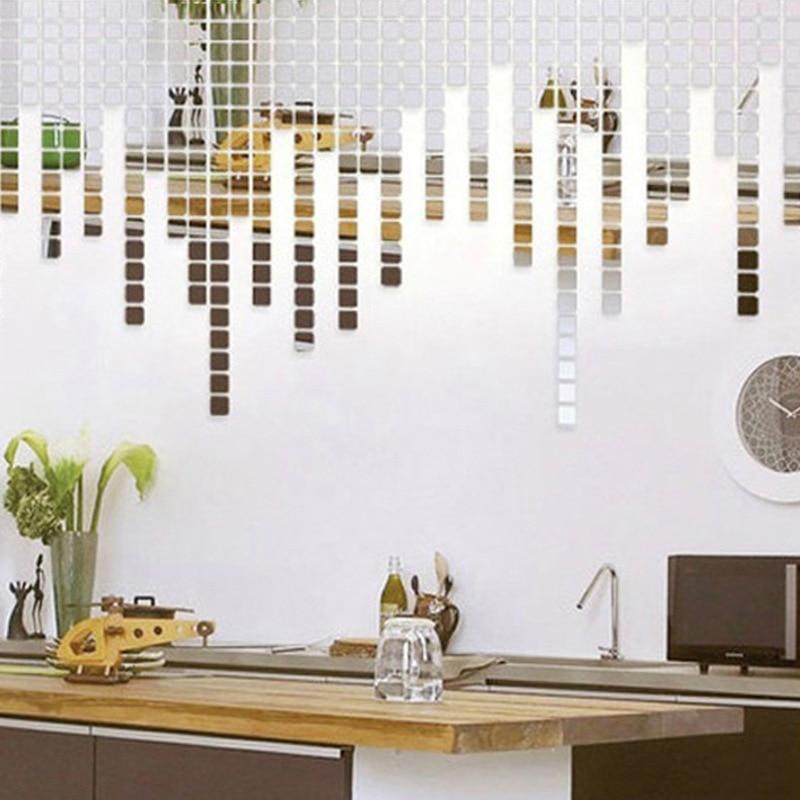 100 Pcs set Acrylic Mirrored Decorative Sticker Wall Art DIY Decoration Mirror Wall Stickers For Kids Rooms Home Decor