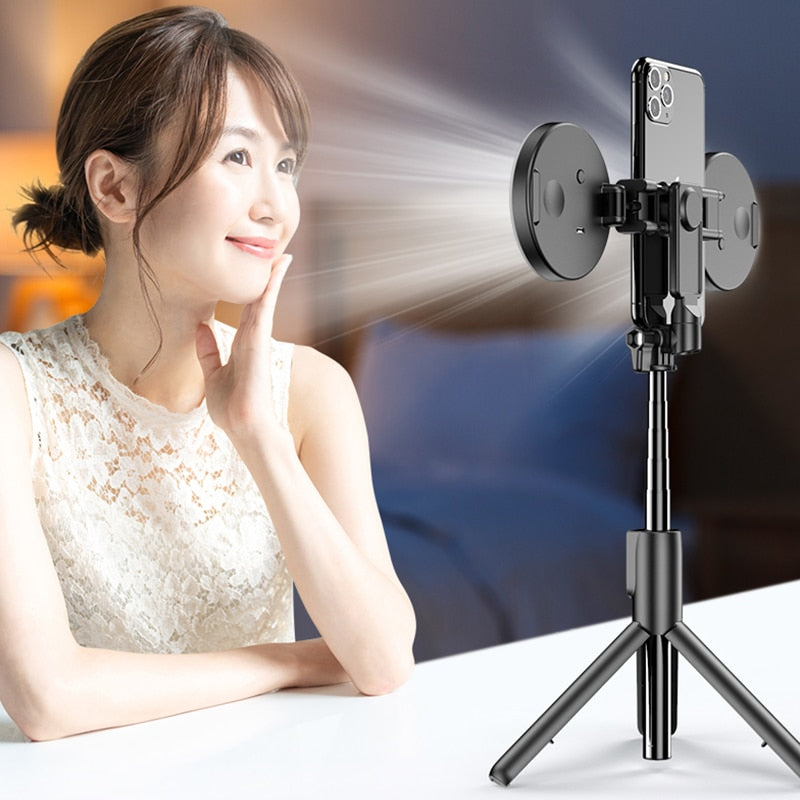 Wireless Bluetooth-compatible Selfie Stick with Led Ring Light Foldable Tripod Monopod For iPhone For Android Live Tripod