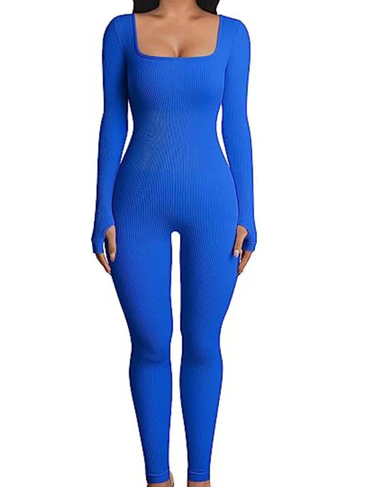 Women's Long Sleeved Ribbed Jump Suit