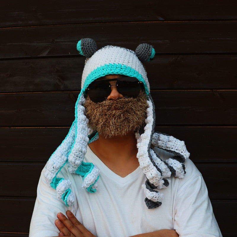 Octopus Hat New Halloween Party Trickster Eight Claw Fish Head Cover Warm Crochet Wool Hat