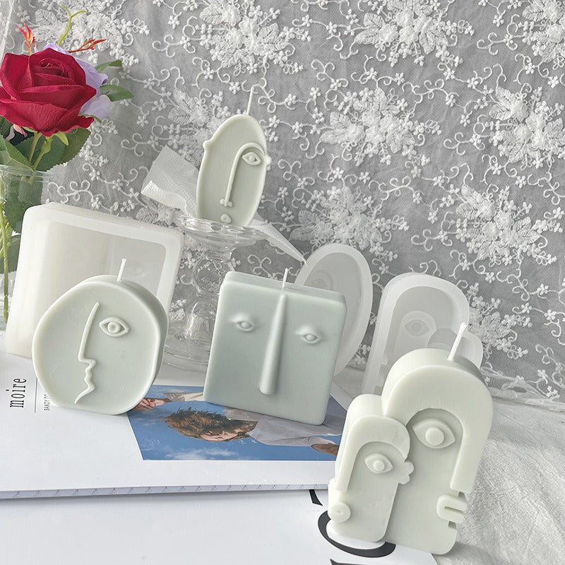 DIY Modern Creative Ceramic Human Face Expression Manual Candle Silicone Mold Aromatherapy Gypsum Decoration Resin Mold
