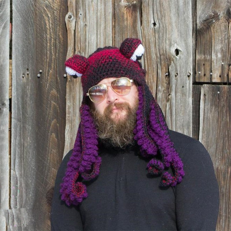 Octopus Hat New Halloween Party Trickster Eight Claw Fish Head Cover Warm Crochet Wool Hat