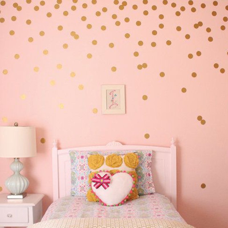 Gold polka Dots Wall Sticker Wall Art Decals Removable Kids Children Room home decoration Golden DIY Dot Stickers Home Decor