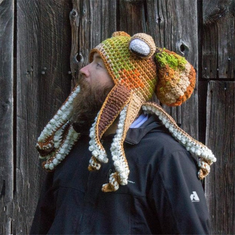 Octopus Hat New Halloween Party Trickster Eight Claw Fish Head Cover Warm Crochet Wool Hat