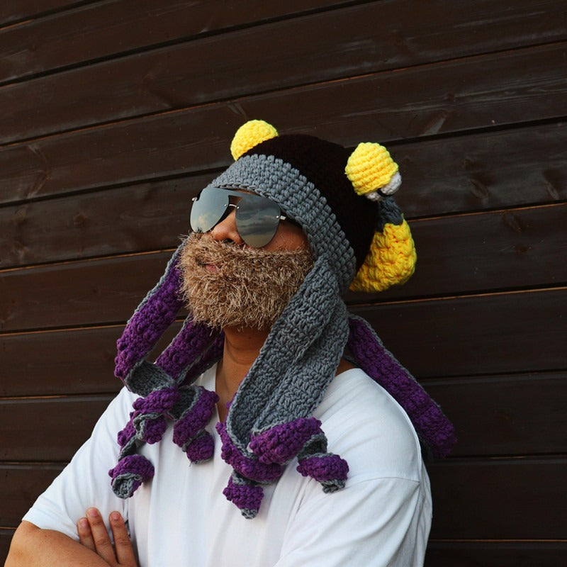 Octopus Hat New Halloween Party Trickster Eight Claw Fish Head Cover Warm Crochet Wool Hat