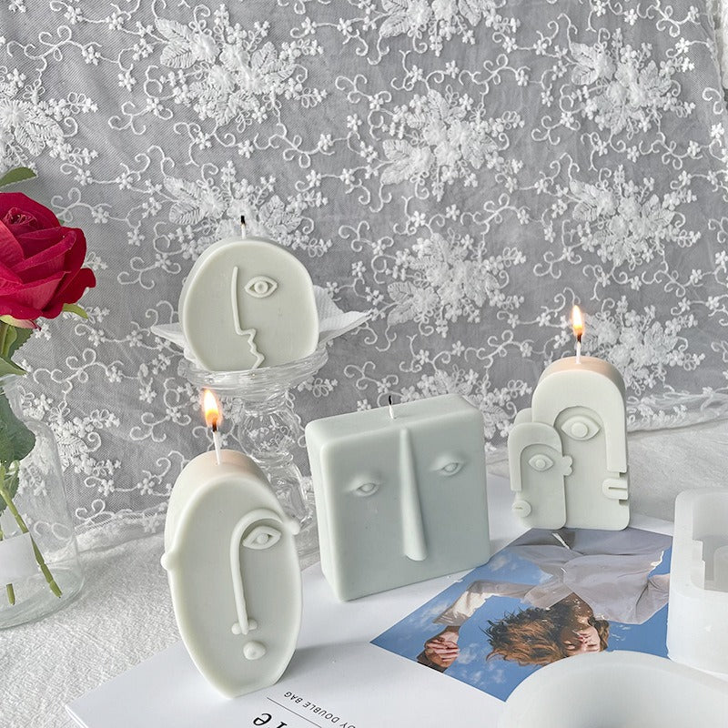 DIY Modern Creative Ceramic Human Face Expression Manual Candle Silicone Mold Aromatherapy Gypsum Decoration Resin Mold
