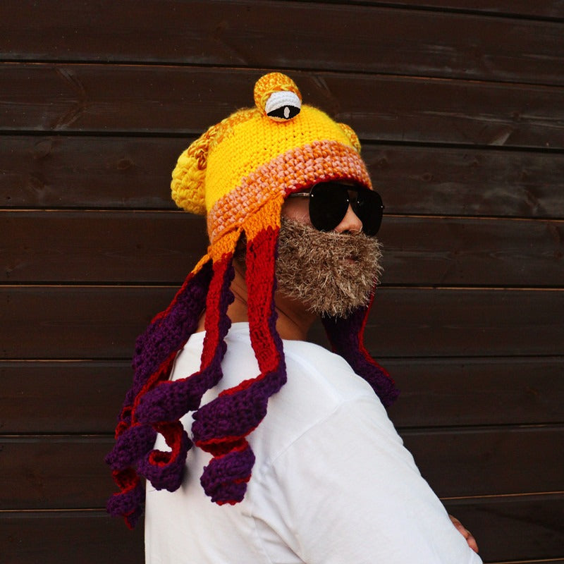 Octopus Hat New Halloween Party Trickster Eight Claw Fish Head Cover Warm Crochet Wool Hat