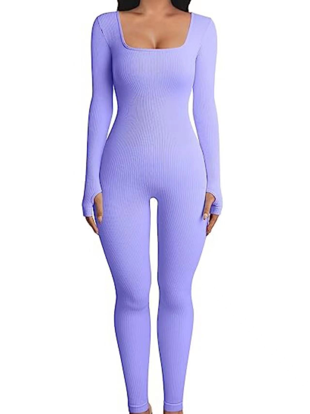 Women's Long Sleeved Ribbed Jump Suit