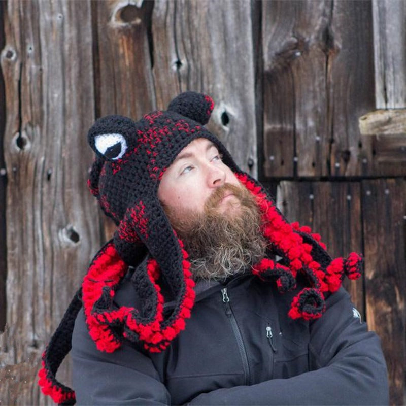 Octopus Hat New Halloween Party Trickster Eight Claw Fish Head Cover Warm Crochet Wool Hat