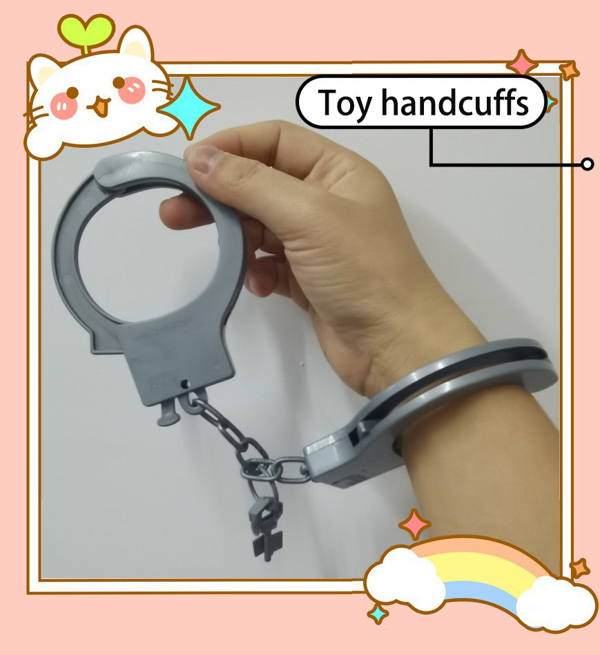 New Large Plastic Adult Handcuffs Children Handcuffs Toys Double Lock Creative Trick Halloween Props