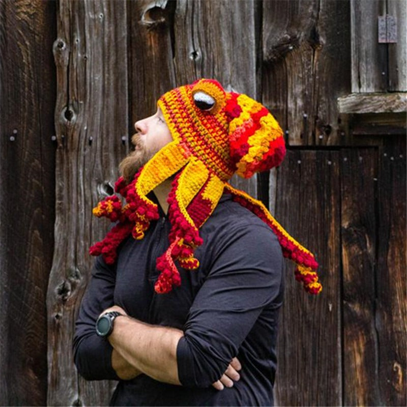 Octopus Hat New Halloween Party Trickster Eight Claw Fish Head Cover Warm Crochet Wool Hat