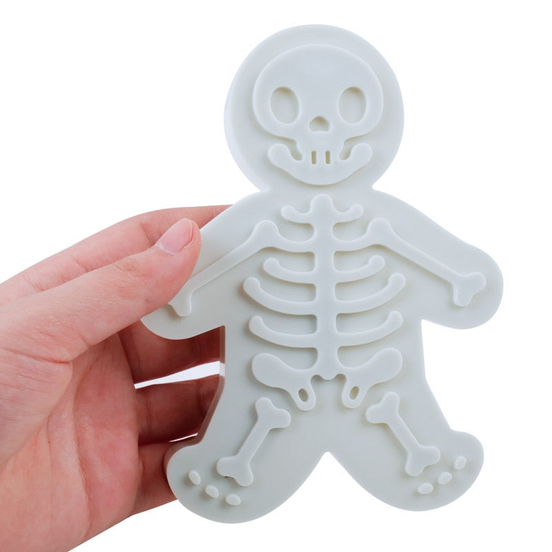 1PCS Halloween Cookie Cutter 3D Plastic Gingerbread Skeleton Biscuit Mold Fondant Pastry Dough Cutter Christmas Cake Decoration