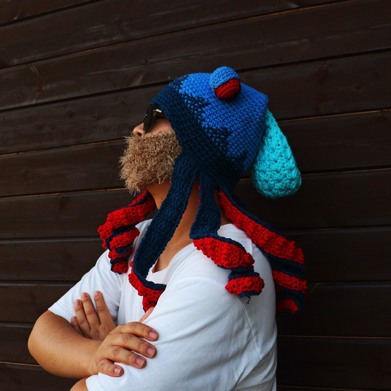 Octopus Hat New Halloween Party Trickster Eight Claw Fish Head Cover Warm Crochet Wool Hat