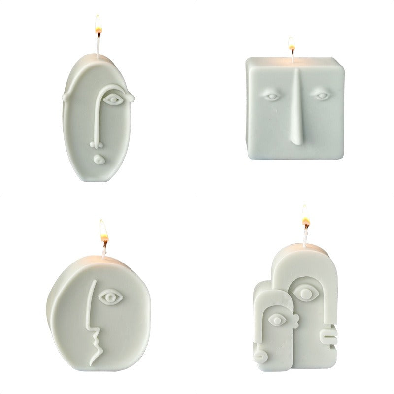 DIY Modern Creative Ceramic Human Face Expression Manual Candle Silicone Mold Aromatherapy Gypsum Decoration Resin Mold