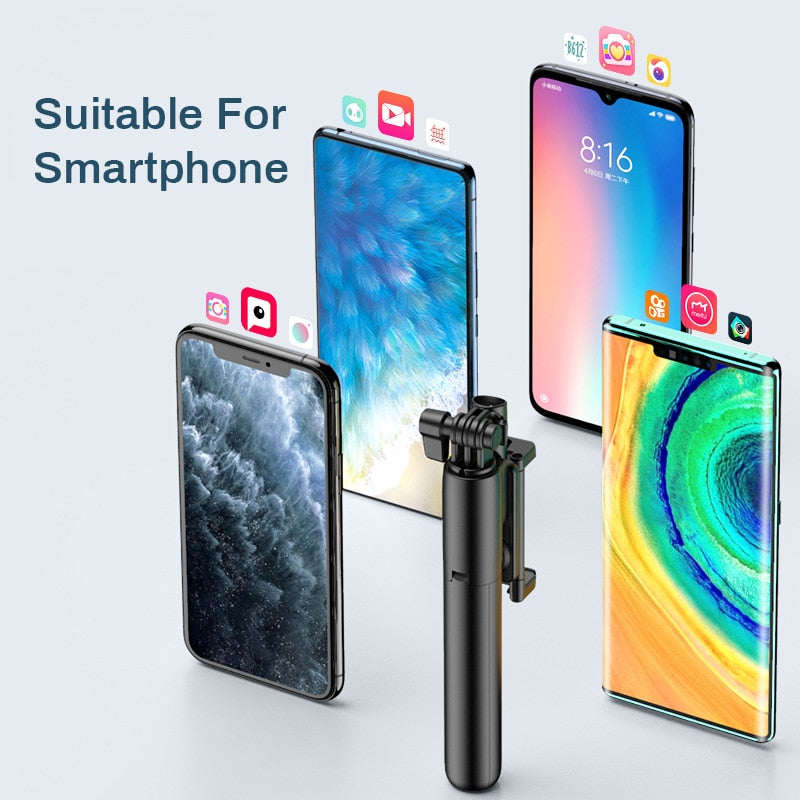 Wireless Bluetooth-compatible Selfie Stick with Led Ring Light Foldable Tripod Monopod For iPhone For Android Live Tripod