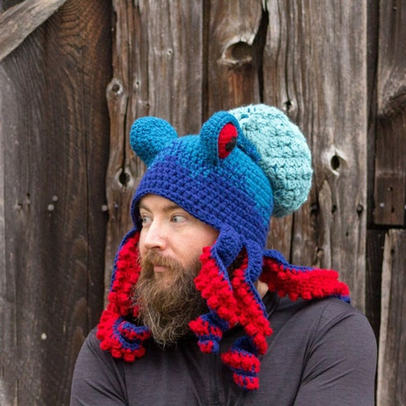 Octopus Hat New Halloween Party Trickster Eight Claw Fish Head Cover Warm Crochet Wool Hat