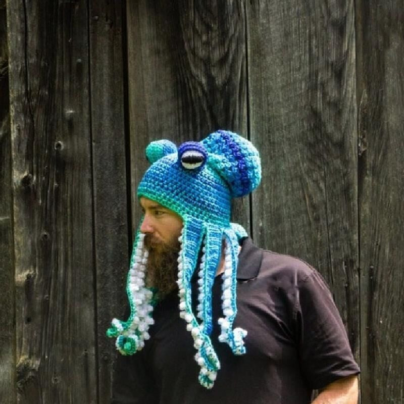 Octopus Hat New Halloween Party Trickster Eight Claw Fish Head Cover Warm Crochet Wool Hat