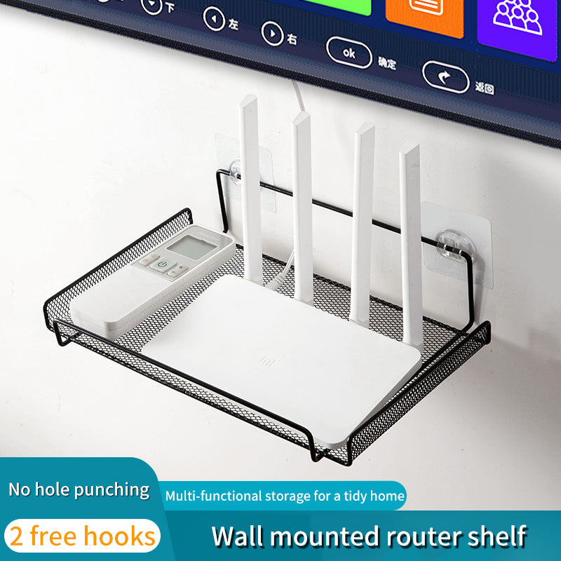 Router Shelf TV Set-Top Box Shelf Wall Perforation Free Wall Bracket Wifi Storage Box Bracket