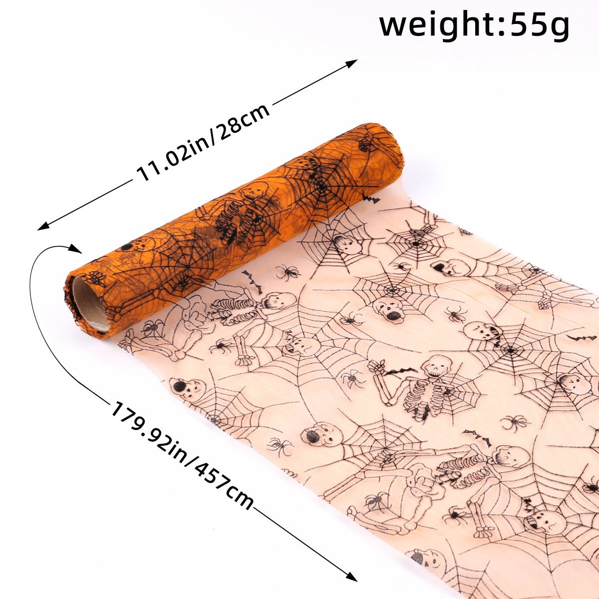 Halloween Bat Spider Web Yarn Roll Meal Mat Ghost Festival Party Table Decoration Mesh Tablecloth Table Banner