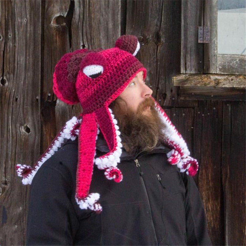 Octopus Hat New Halloween Party Trickster Eight Claw Fish Head Cover Warm Crochet Wool Hat