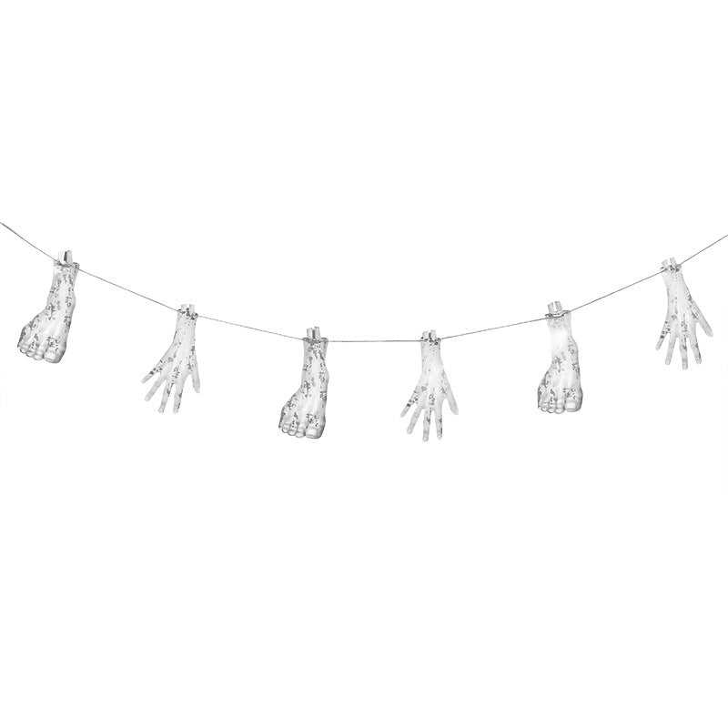 Halloween Blood Knife String Broken Hands And Feet Pendant Haunted House Rotten Blood Hands And Feet String Decoration Horror Pull Flower Props