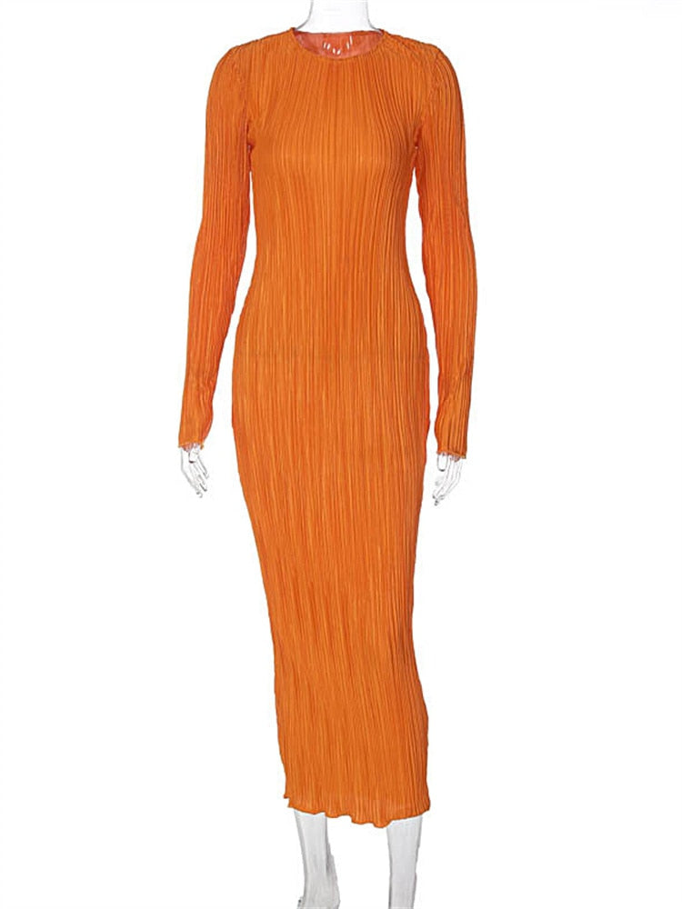 WJFZQM Long Sleeve Bodycon Striped Long Dresses For Women  Club Party Elegant Outfit Autumn Ruched Ruffle Sexy Y2K Clothes