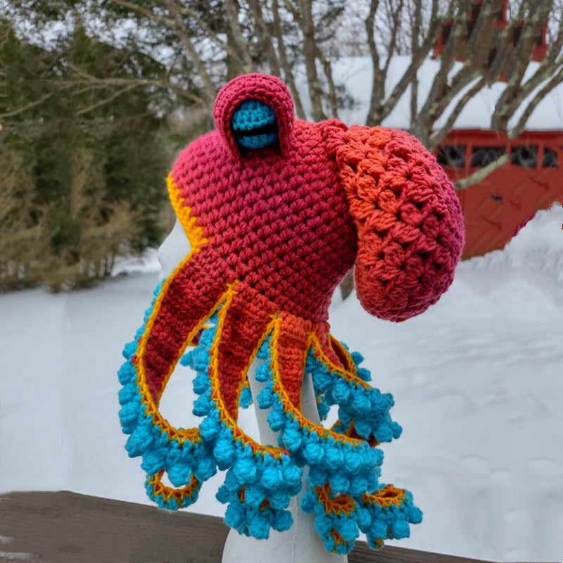 Octopus Hat New Halloween Party Trickster Eight Claw Fish Head Cover Warm Crochet Wool Hat