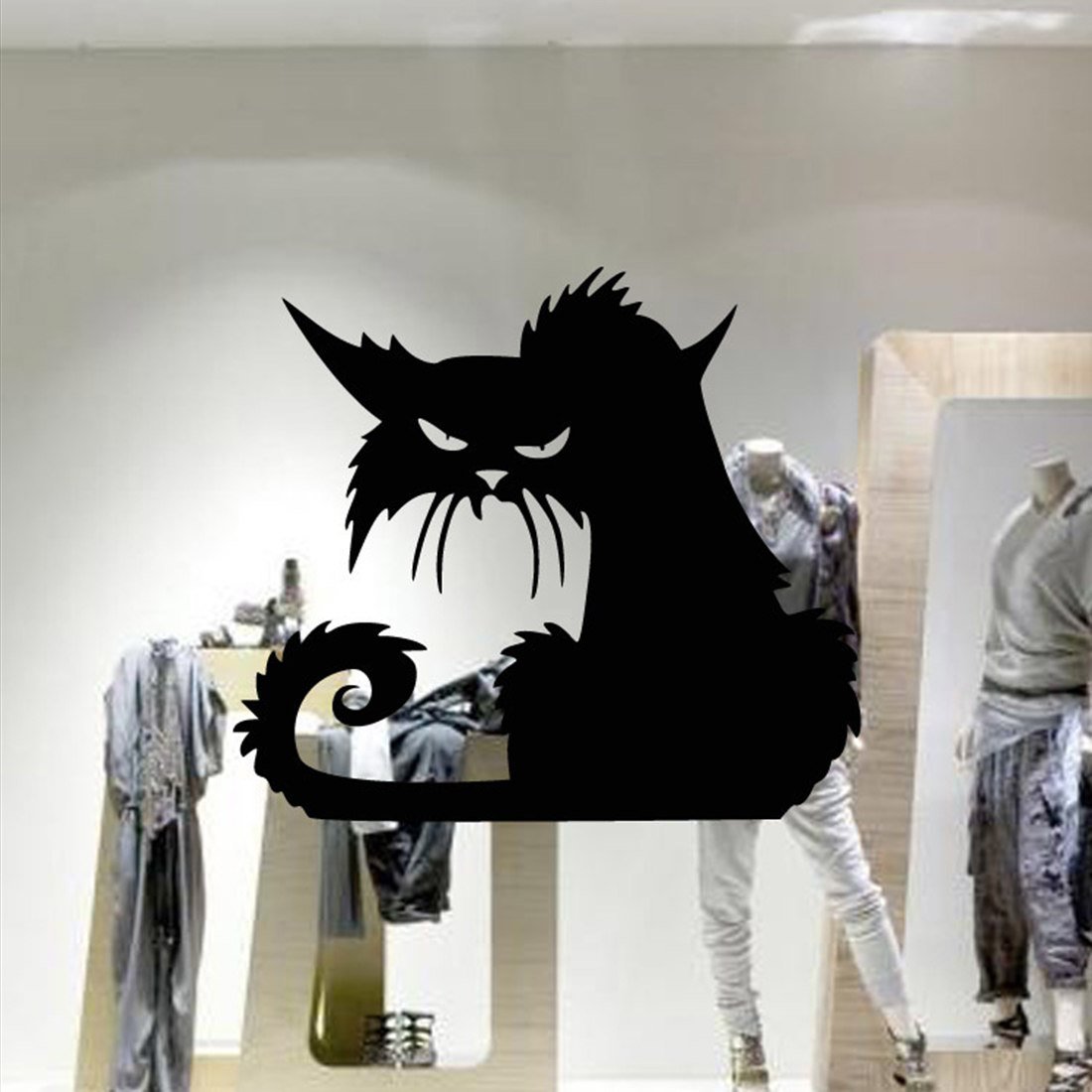 Halloween Scary Spooky Black Cat Wall Glass Sticker Halloween Decoration Decals 13*14.5cm
