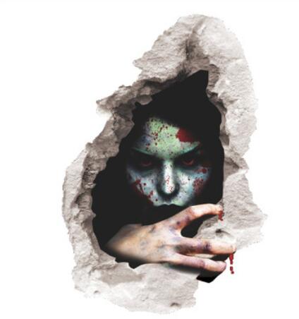 Halloween Decoration 3d View Scary Bloody Broken Ghost Sticker Halloween