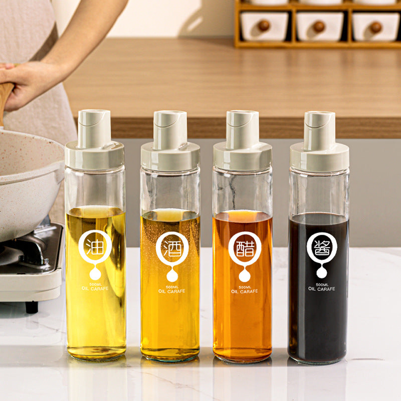 Automatic Open Glass Oil Pot Soy Sauce Vinegar Condiment Bottle