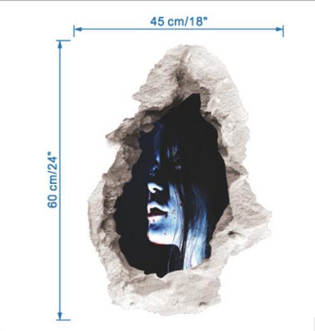 Halloween Decoration 3d View Scary Bloody Broken Ghost Sticker Halloween
